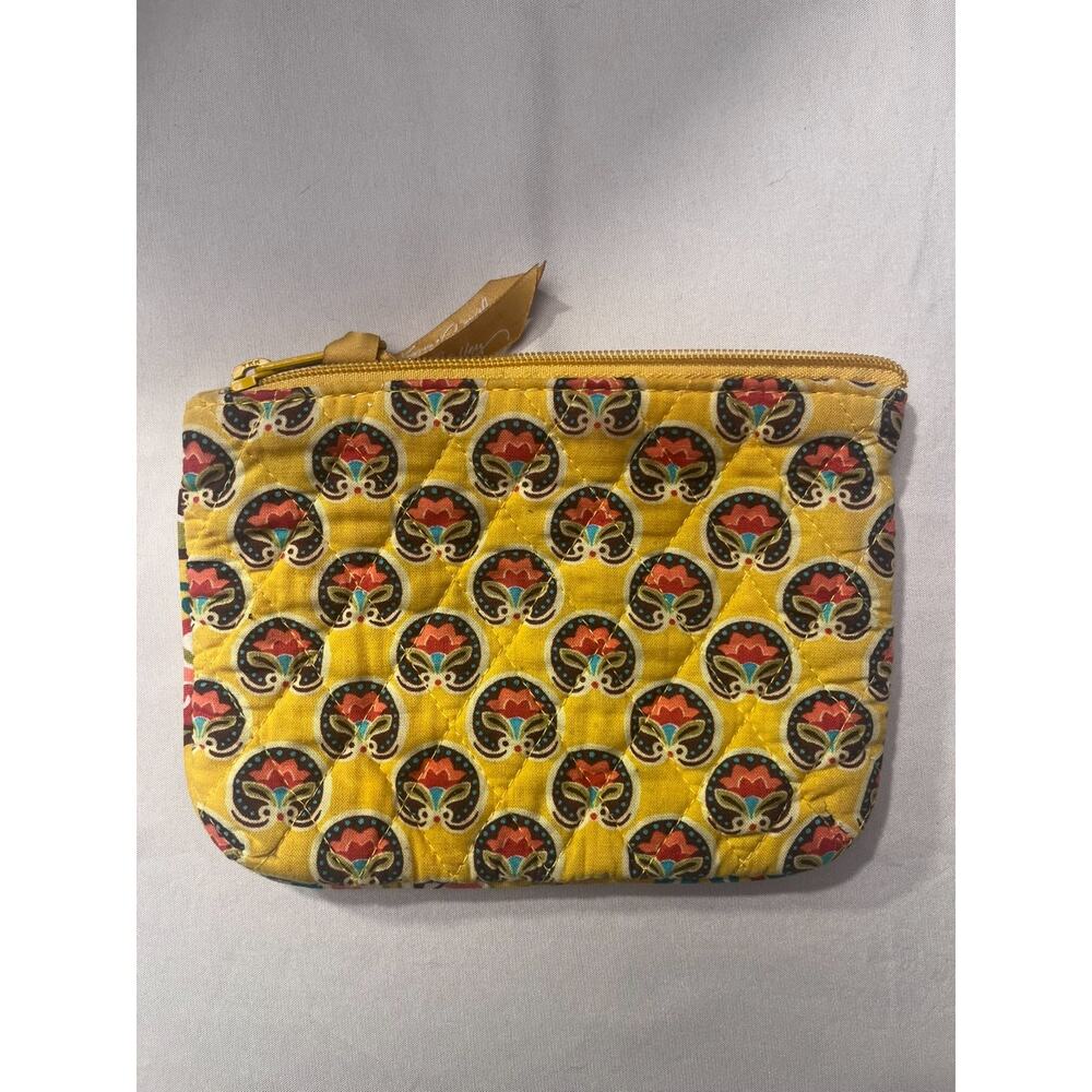 Provencal Gold Yellow Floral Cosmetic Bag Case Vera Bradley Quilted Zipper 6.5x5
